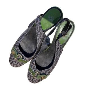 Etienne Aigner Slingback Heels  Green Patent Leather with gold hardware - Sz 11M